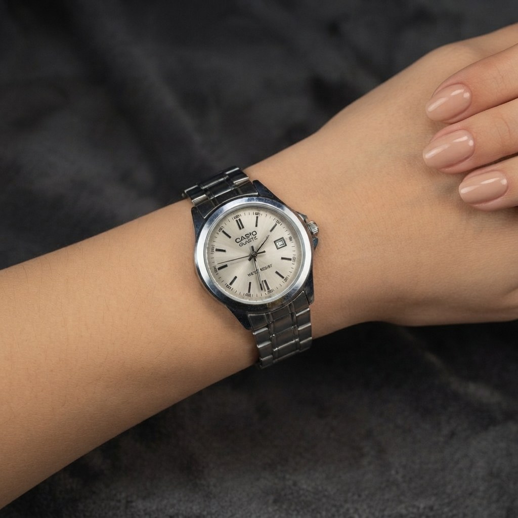 ساعت مچی زنانه کاسیو (Casio) کوارتز نقرهای بند استیل