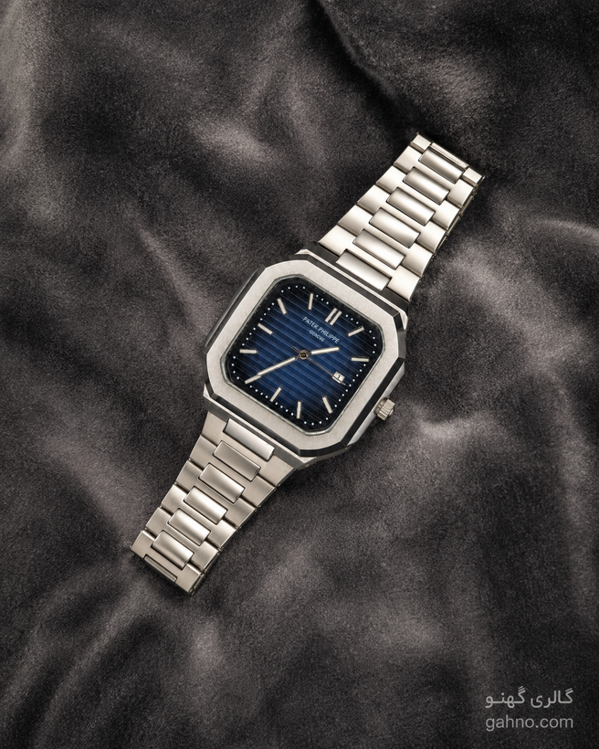 ساعت مردانه موتور ژاپن Patek Philippe Cubitus | بند استیل صفحه مربعی نقرهای